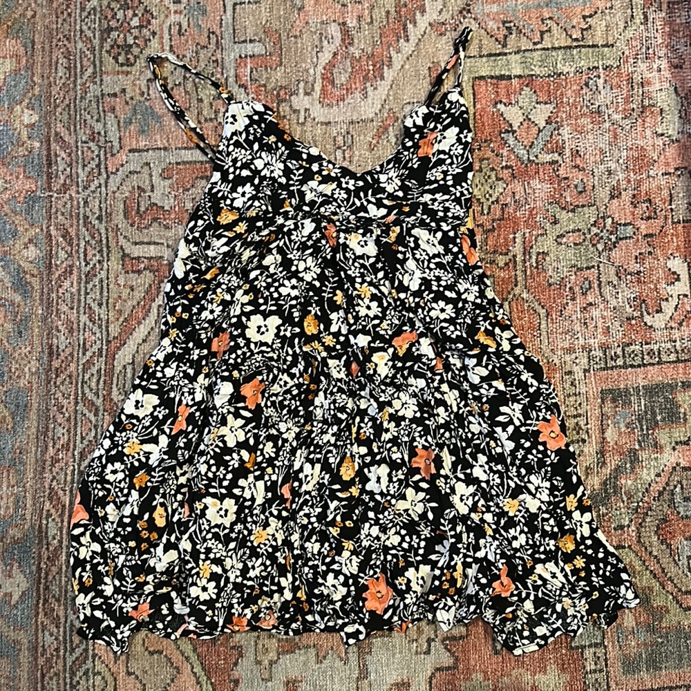 Free people black floral babydoll dress